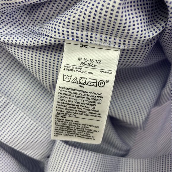 Banana Republic Men Standard-Fit Non-Iron Button-Down Shirt Marfa Blue Medium - Picture 3 of 8